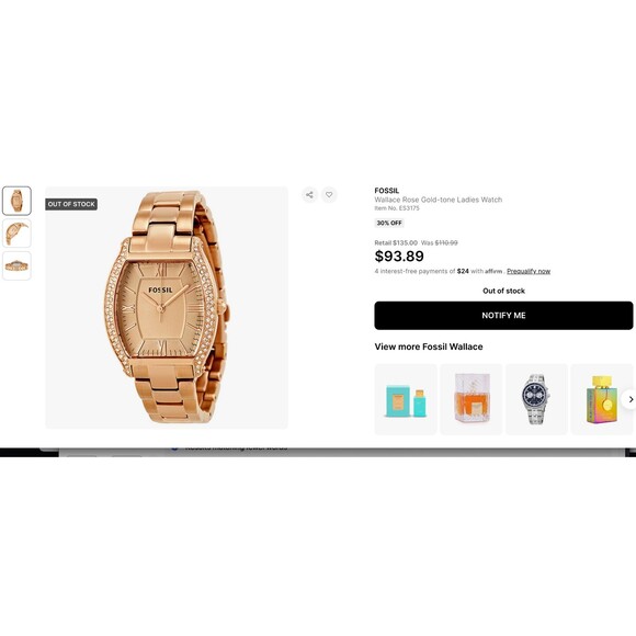 FOSSIL Wallace Rose Gold-tone Ladies Watch